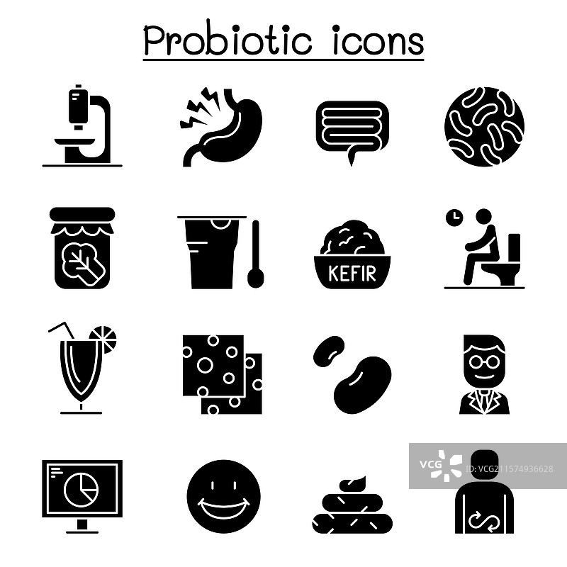 益生菌细菌图标集（图形风格）图片素材