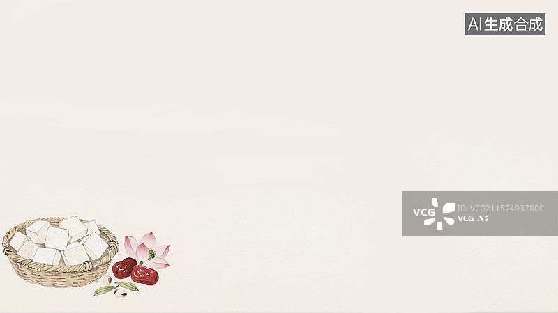 【AI数字艺术】水墨画茯苓养生背景左下图片素材