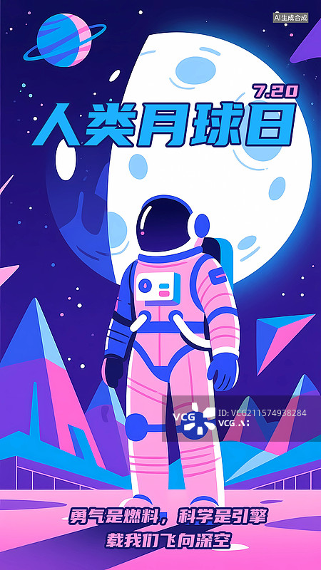 【AI数字艺术】人类月球日竖版海报模板图片素材