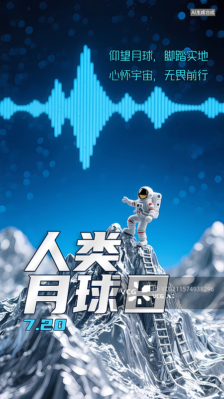【AI数字艺术】人类月球日竖版海报模板图片素材