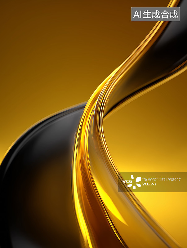 【AI数字艺术】抽象流动的黄金波浪背景图案图片素材