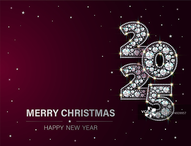 垂直的2025横幅，闪耀的钻石装饰图片素材