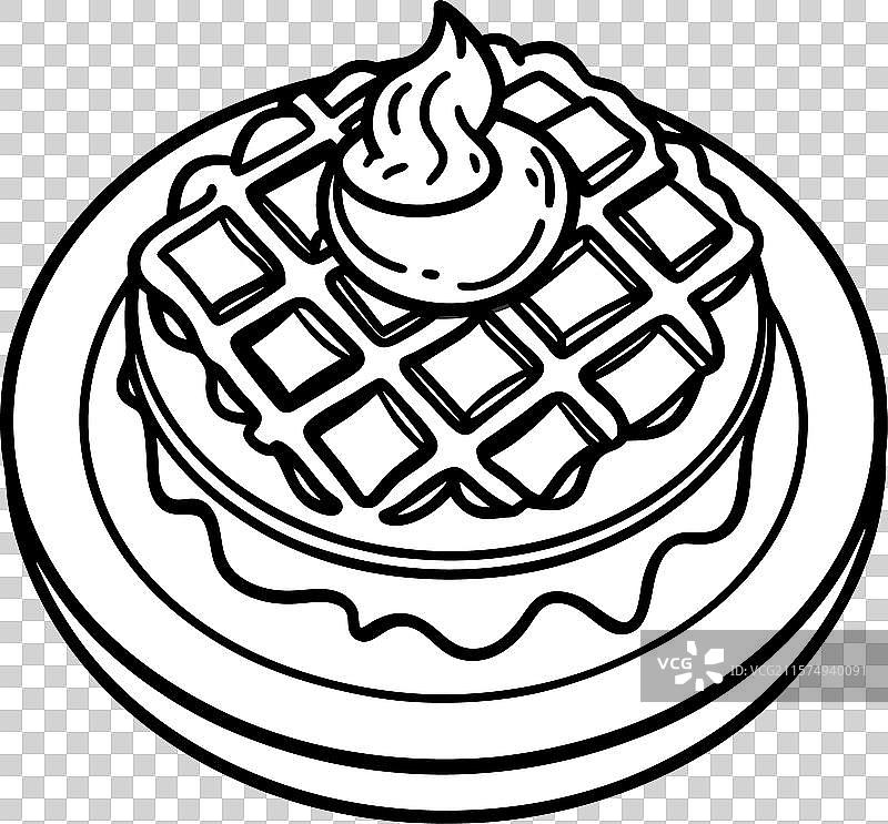 美味的培根胡桃华夫饼配枫糖胡桃图片素材