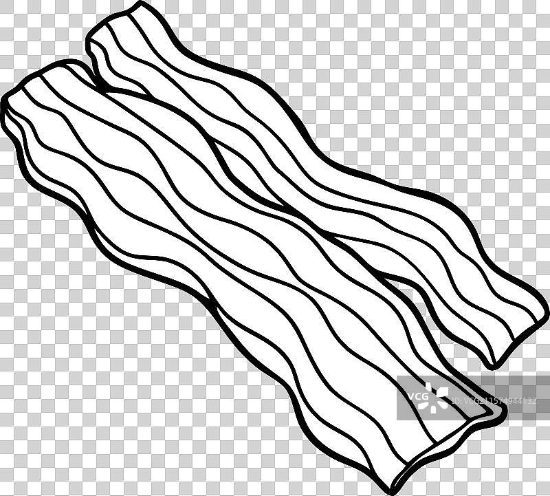 新鲜生猪肉培根条整齐地摆放在干净的表面上图片素材