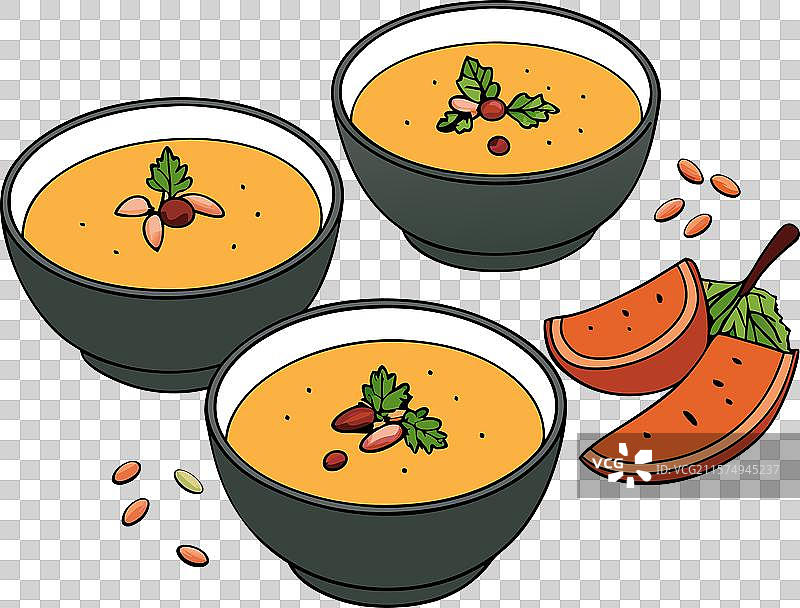 南瓜汤碗上装饰着图片素材