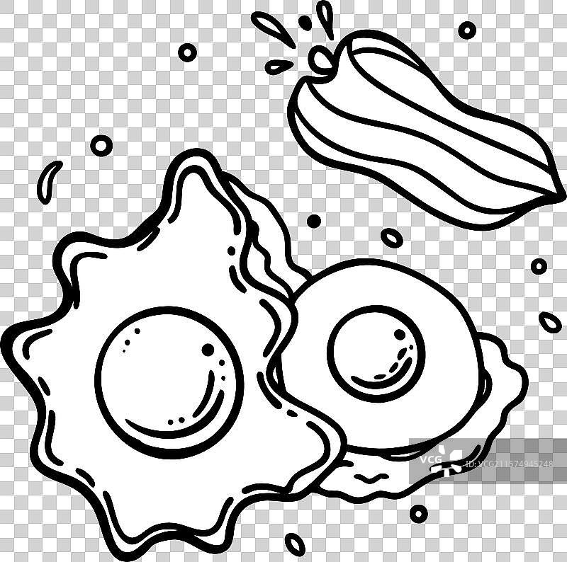 高速拍摄的煎蛋和培根，伴有油脂图片素材