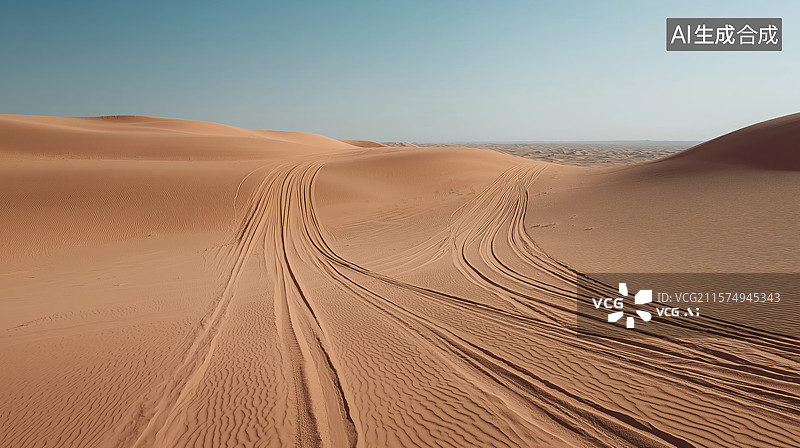 【AI数字艺术】沙漠轮胎印图片素材