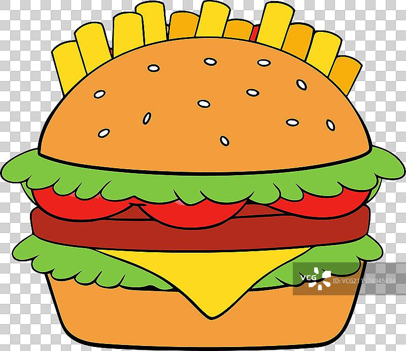 奶酪汉堡配薯条 - 经典美味汉堡图片素材