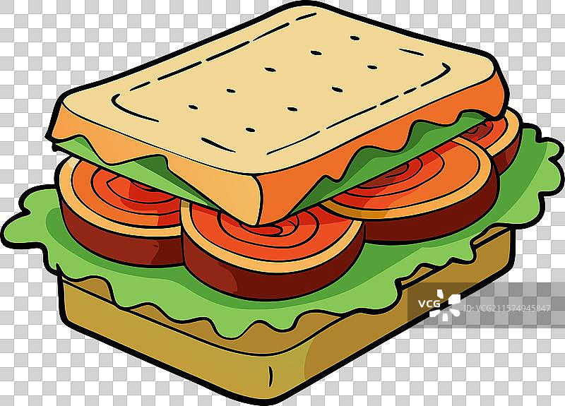 美味的BLT三明治放在木桌上，聚焦于此图片素材