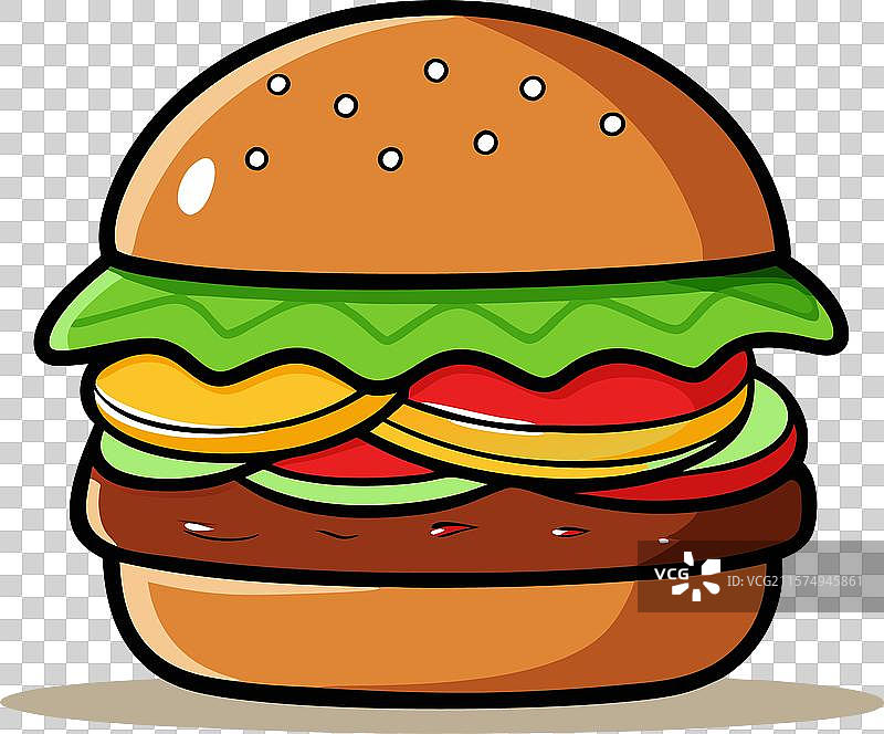 一个包含牛肉、生菜、番茄和洋葱的汉堡图片素材