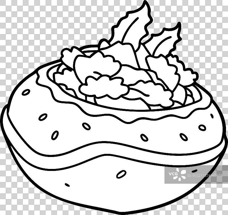 装满配料的烤土豆，上面放着图片素材