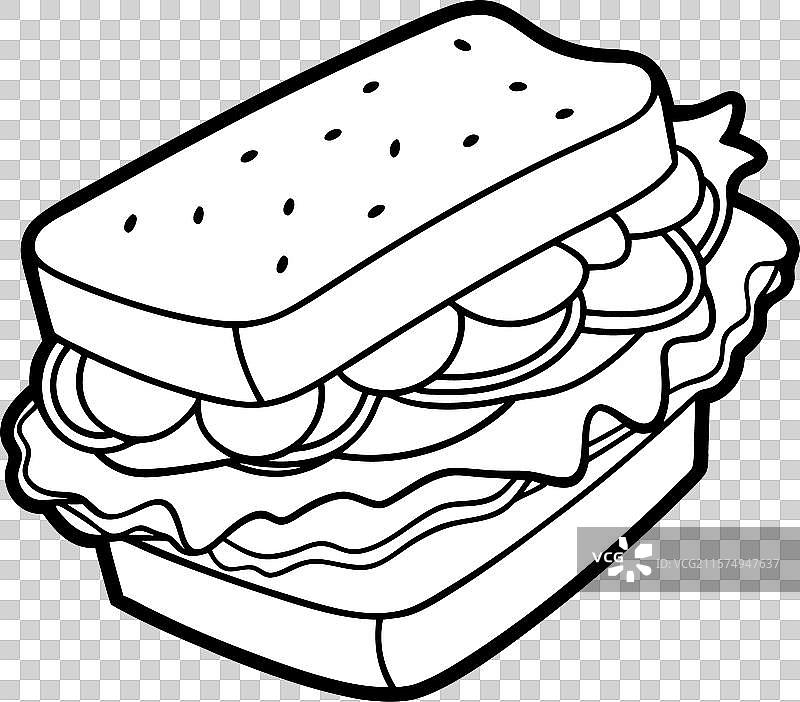 火腿奶酪绿蔬菜三明治图片素材