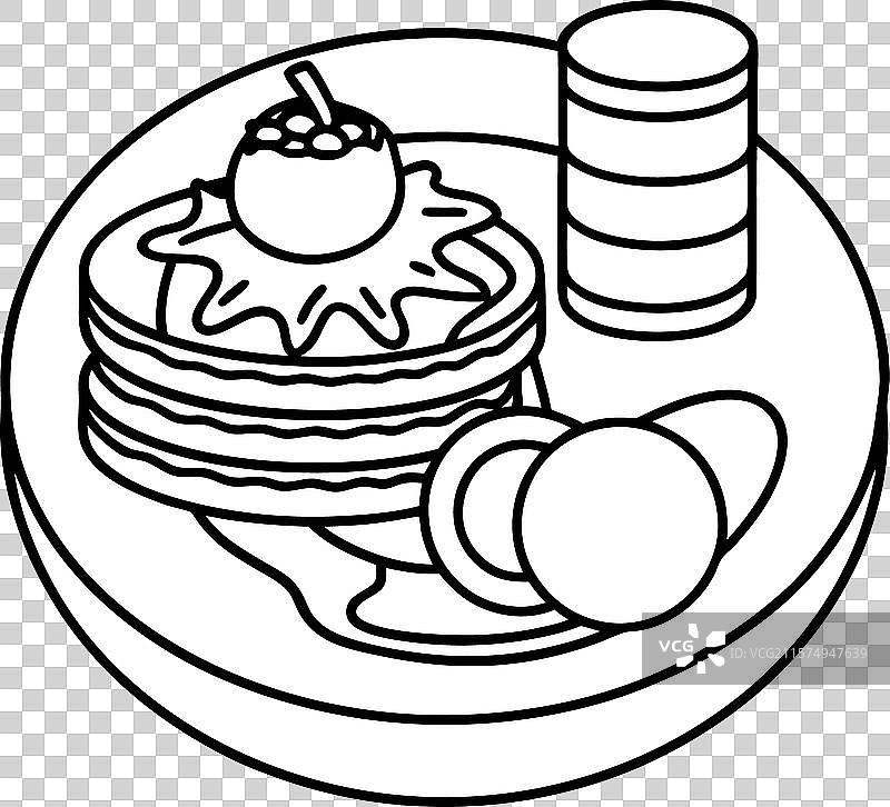 美味的早餐：煎饼、培根、鸡蛋和图片素材