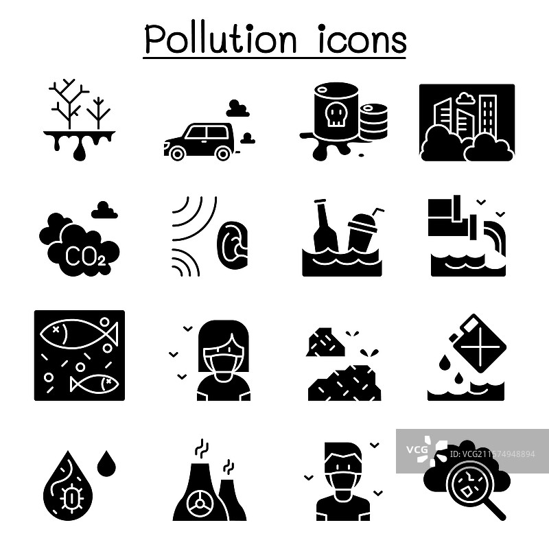 污染图标集（图形风格）图片素材