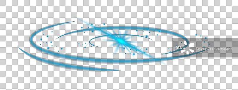 中心有发光的蓝色霓虹圆圈和星星图片素材