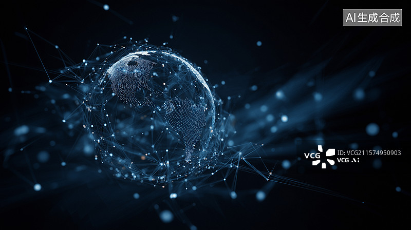 【AI数字艺术】科技感数字地球概念图片素材
