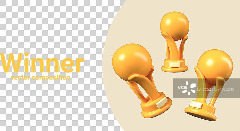 各种体育奖项上的金球奖杯图片素材