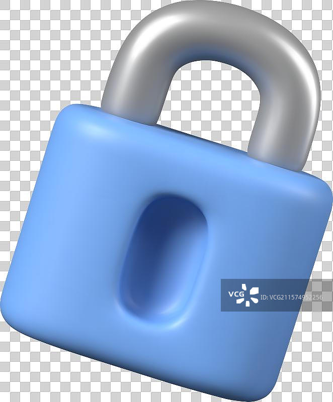 蓝色挂锁特写，闭合的锁带有钥匙孔图片素材