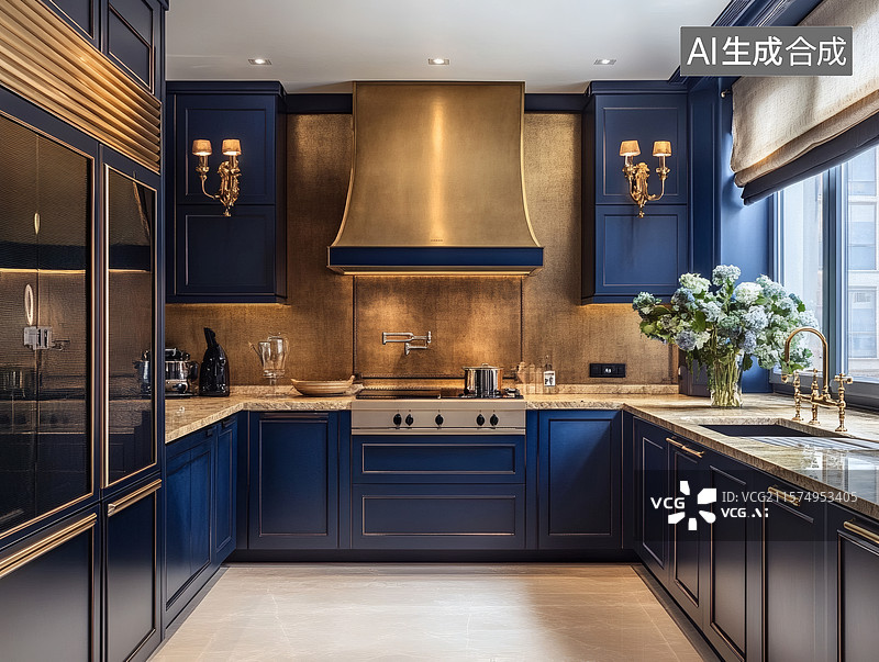 【AI数字艺术】豪华厨房设计展示图片素材