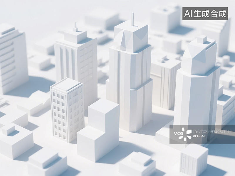 【AI数字艺术】白色建筑群模型图片素材