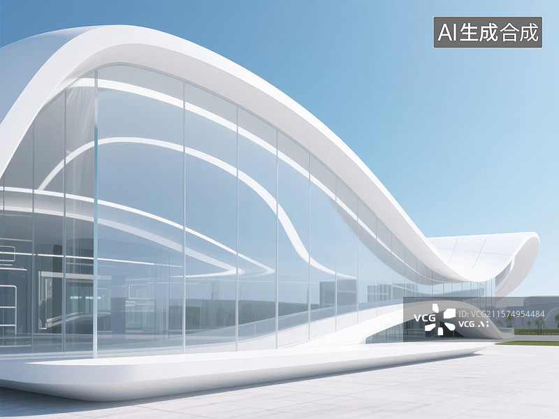 【AI数字艺术】现代流线型建筑外观图片素材
