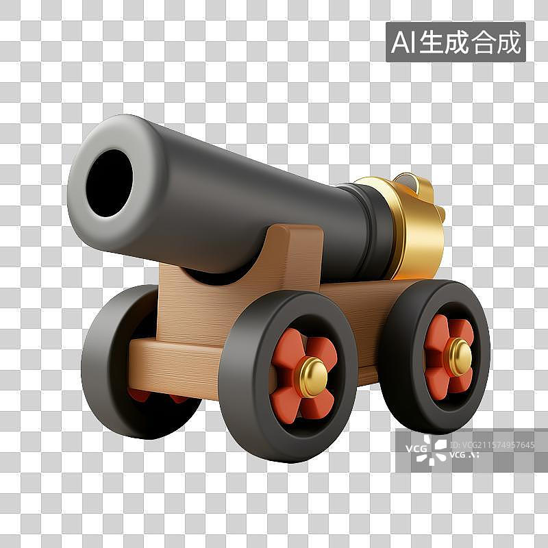 【AI数字艺术】3D三维大炮元素图片素材