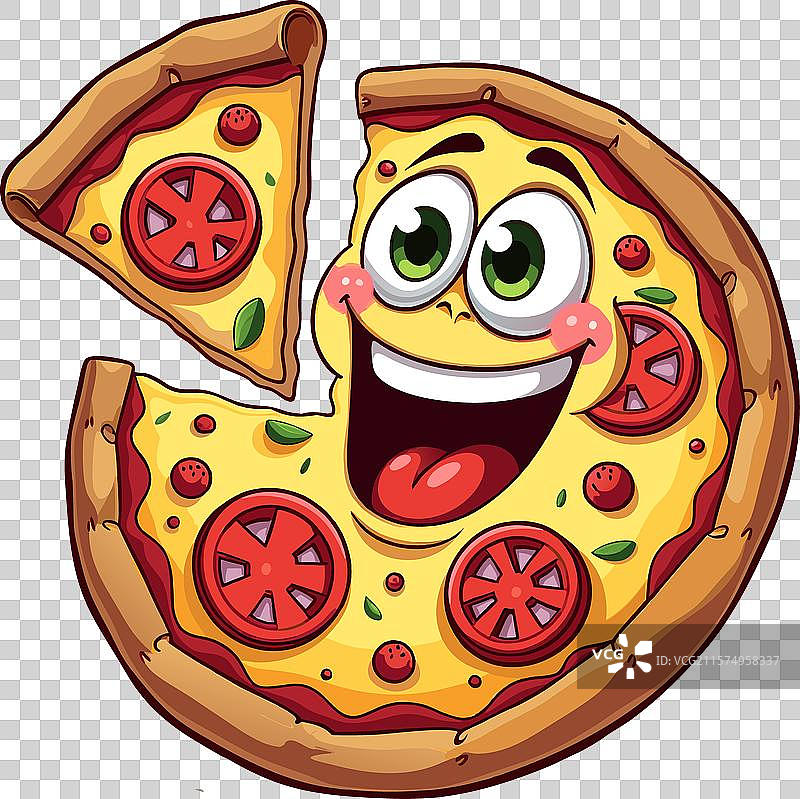 可爱的彩色披萨食品卡通图标插图图片素材