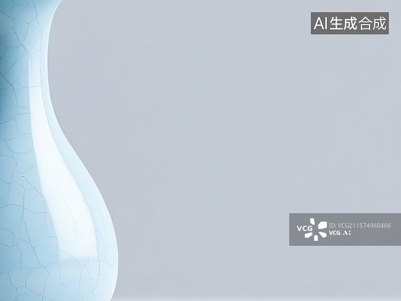 【AI数字艺术】宋代汝瓷汝窑陶瓷花瓶式样 极简简洁简约大气大方款式 天青色浅蓝色冷色调 开片裂纹写实摄影风格特写背景图片素材