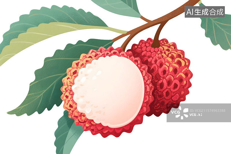 【AI数字艺术】荔枝肌理插画图片素材