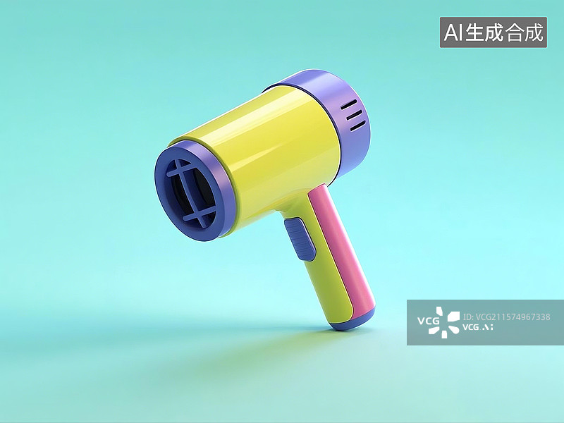 【AI数字艺术】3D多彩卡通吹风机图片素材