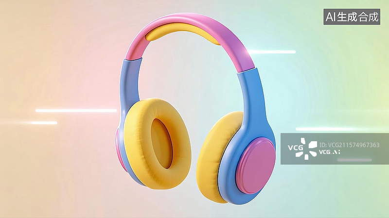 【AI数字艺术】3D多彩卡通耳机图片素材