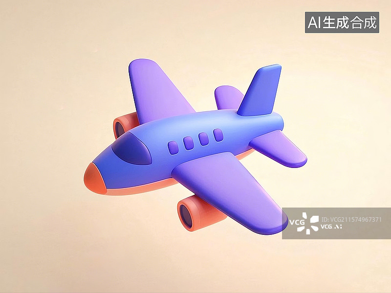 【AI数字艺术】3D多彩卡通飞机图片素材