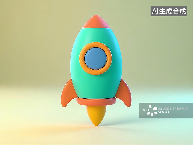 【AI数字艺术】3D多彩卡通火箭图片素材