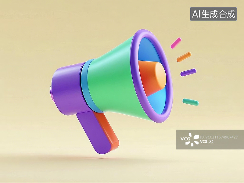 【AI数字艺术】3D多彩卡通喇叭图片素材