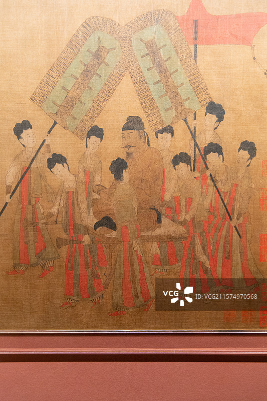 故宫藏唐代阎立本《步辇图》真迹图片素材