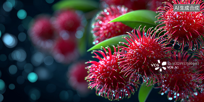 【AI数字艺术】鲜红欲滴的红毛丹图片素材