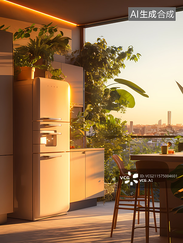 【AI数字艺术】现代建筑与远山蓝天景致图片素材