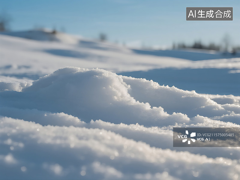 【AI数字艺术】冬日雪堆特写图片素材