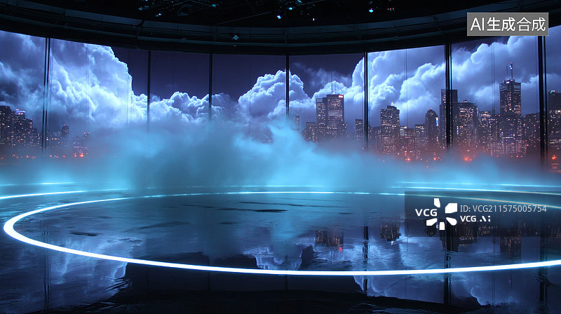 【AI数字艺术】未来都市景观展台图片素材