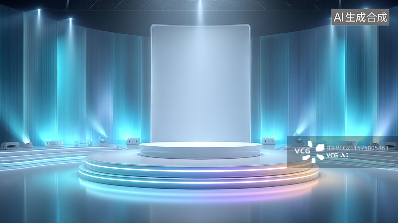 【AI数字艺术】现代极简颁奖典礼舞台图片素材