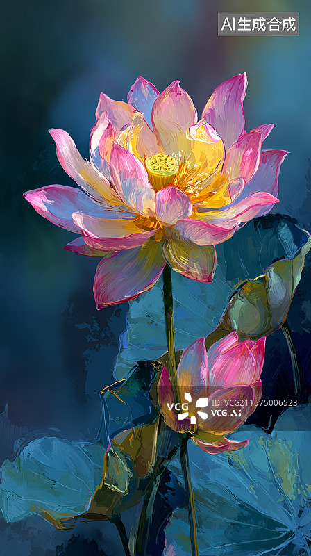 【AI数字艺术】美丽的荷花画作图片素材