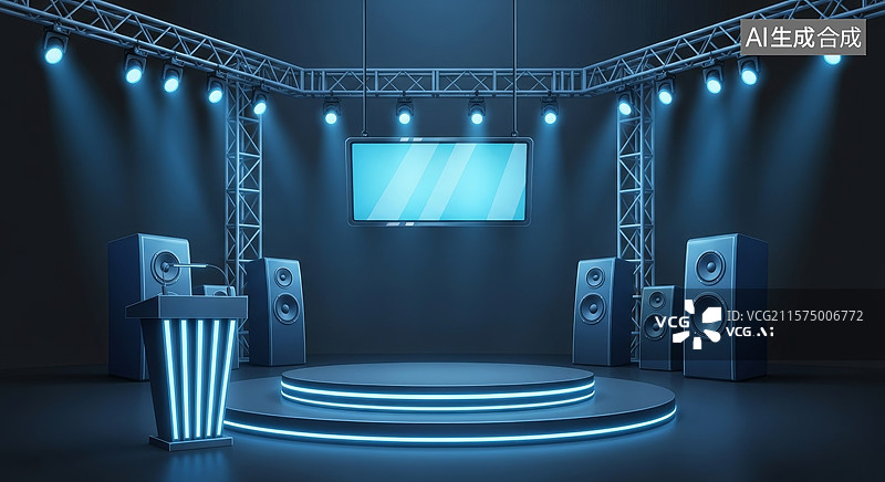 【AI数字艺术】虚拟活动会议舞台设置图片素材