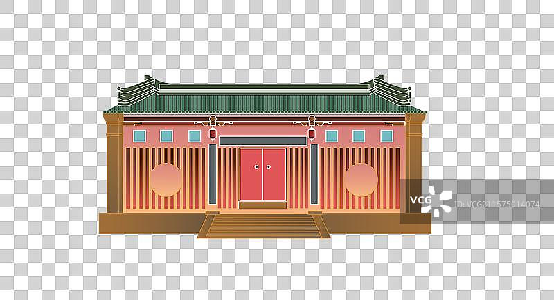 国潮风中国风中国古典建筑大雄宝殿故宫传统建筑宫殿地方传统房屋矢量插画素材图片素材