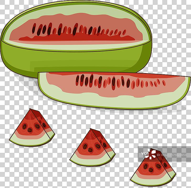 切开的阿里巴巴西瓜剪贴画图片素材