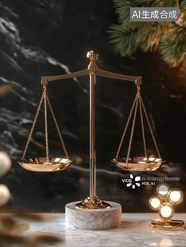 【AI数字艺术】金色天平与节日装饰图片素材