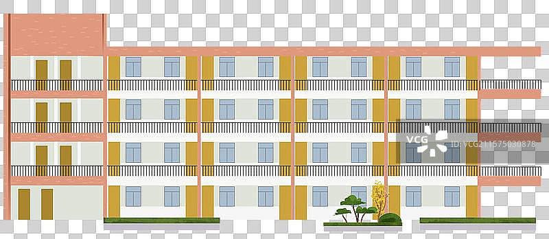 学校校园校内操场教学楼校内大学中学高中小学上学放学楼房插画图片素材