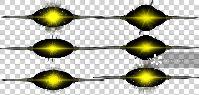 一组黄色的水平镜头光效图片素材