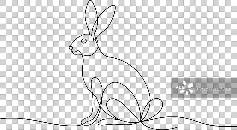 白色背景上的动物连续线条艺术图片素材