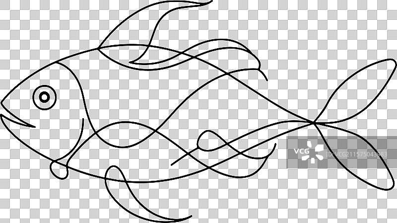 白色背景上的鱼连续线条艺术图片素材