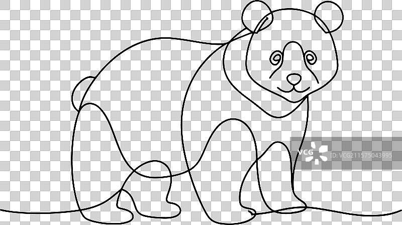 白色背景上的大熊猫连续线条艺术图片素材